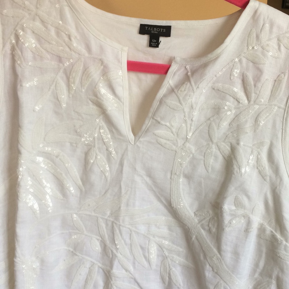 Talbots 12P White Sequin Top